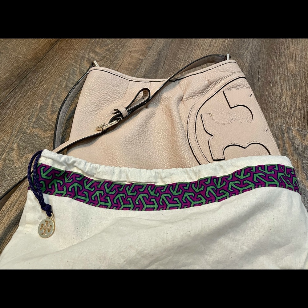 Tory Burch pleated, pebbled crossbody